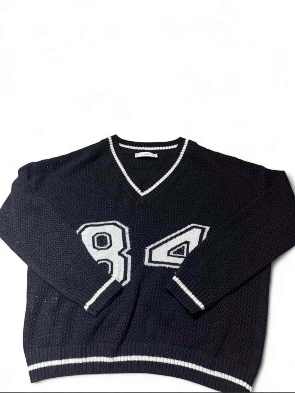 🎱 Mango Black “84” Varsity Knit Sweater
Perfect condition